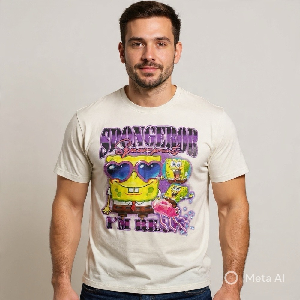 SpongeBob SquarePants I’m Ready Graphic Tee Men’s Medium 2022